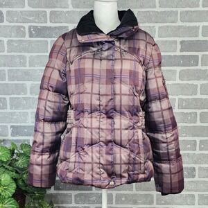 ZeroXposur Puffer Coat Plaid Down Feather Women's M Purple Winter Gorpcore